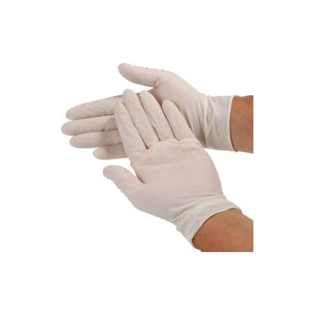 Seidman Associates Disposable Gloves, 5 mil Palm, Latex, Powdered, L, White GRDR-LG-1-T